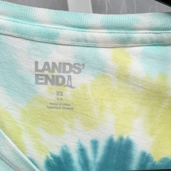 Land’s End dark peackock swirl Tie-Dye Long Sleeve Kids Shirt - Picture 3 of 8